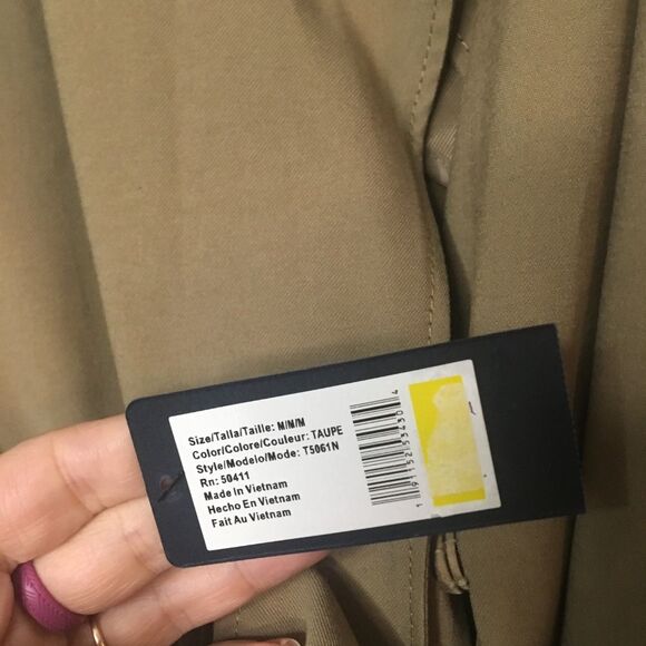 Rachel Roy Brown Tan Cinched Sleeve Trench Coat M - Picture 4 of 8